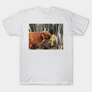 Scottish Highland Cattle Cow and Easter eggs 2349 T-Shirt